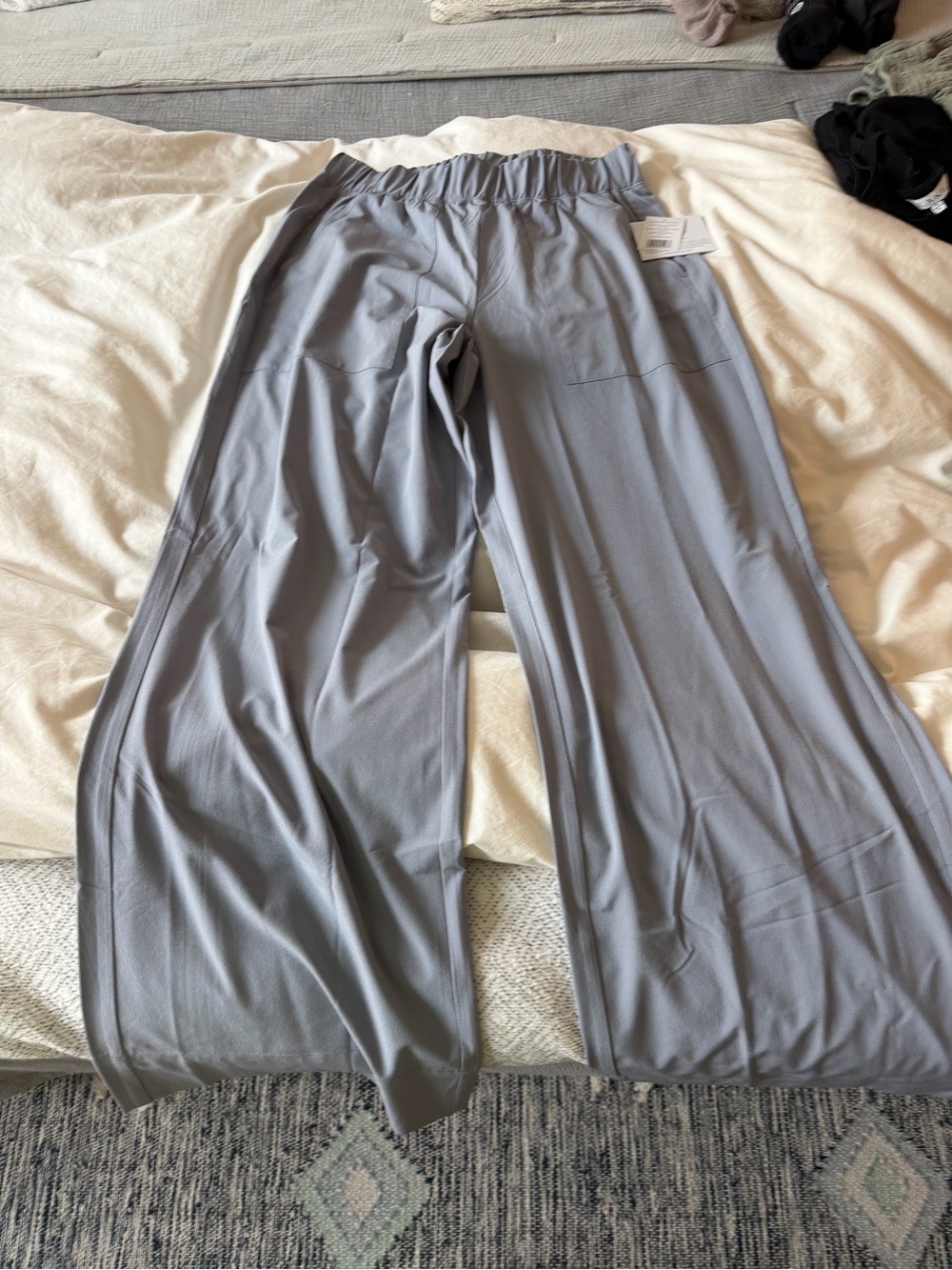 Beyond Yoga Wide Leg Track Pants in Light Gray